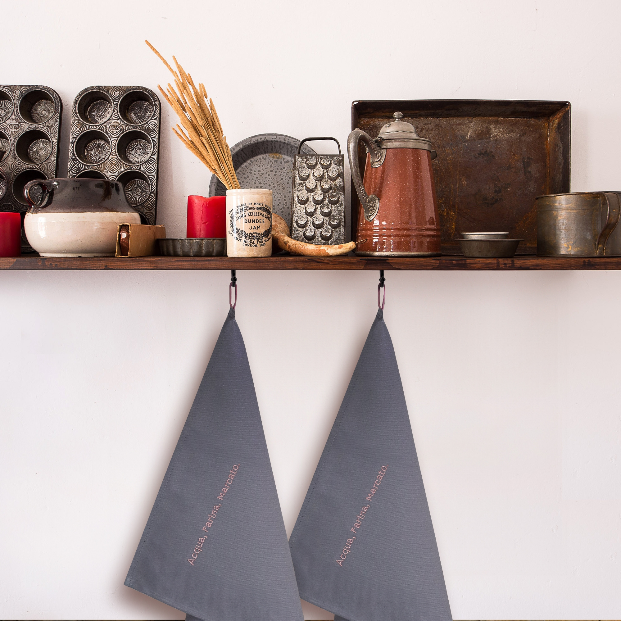 Marcato - Tea towel “Water and flour” - Grey|Rose Marcato - Tea towel “Water and flour” - Grey|Rose